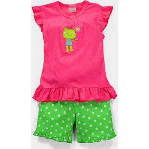 New Summer Girls Pajamas Suit Frog Children Clothing Sets Baby Girl Clothing Pijamas Kid Pyjama Infant Home Clothes Tee Shirts