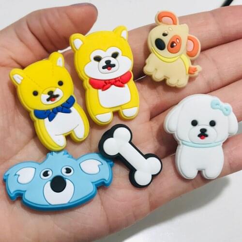 Cute Wholesale 100PCS Mix Animal Bones Dogs PVC Craft Flat Back DIY Clothes Shoes Charms Embellishments Scrapbook Party Gifts
