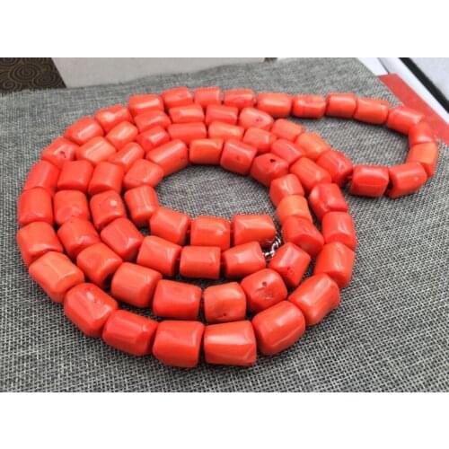Natural Orange coral 14-16 mm irregular bead necklace 36" 50"