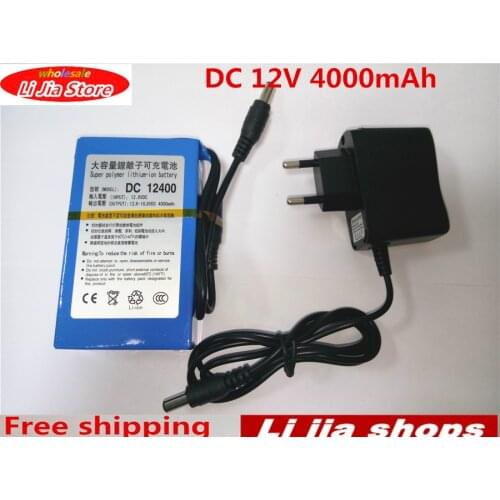 High Quality Super D C 12V Rechargeable Protable Lithium-ion Battery DC 12V 4000mAh With Charger