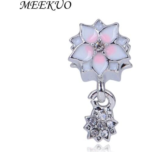 Fit Original Charm Bracelet Beads Charms Ten Mile Peach Blossom Enamel Charm Pendant DIY Women Jewelry