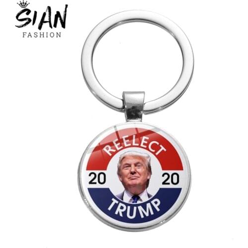 SIAN Trump 2020 Keep America Great Keychain Donald Trump for President USA Creative Print Keyring Car Key Chain Commemorate Gift