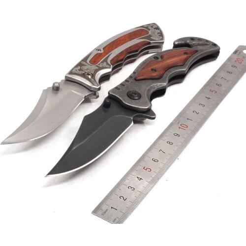 Folding Knife Tactical Survival Knife Hunting Outdoor tool 440C Blade Wood Handle Camping Pocket Knives EDC Tools