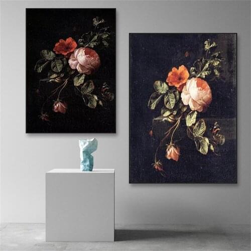 Vintage Roses Poster Plant Canvas Painting Print Cuadros romantic Wall Art Decoration Mural For Modern Home Living Room Decor