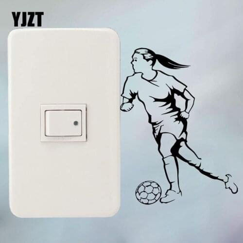 YJZT Soccer Woman Football Ball Sport Home Decor Vinyl Wall Sticker Fashion Light Switch Decal 8SS-2416