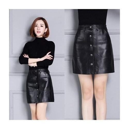 Top brand High Waist New Pure Leather Skirt K20 high quality
