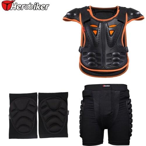HEROBIKER Motorcycle protect kids motocross body armor gear for Junior racing practise with knee and shorts protectors together