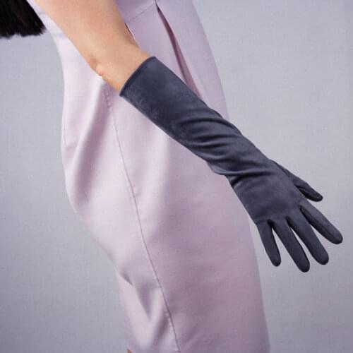 Long Sleeve Gloves Women Hot Sale Fashion Autumn And Winter Suede Sunscreen Gloves Thin And Thick Elastic All-Match Gloves