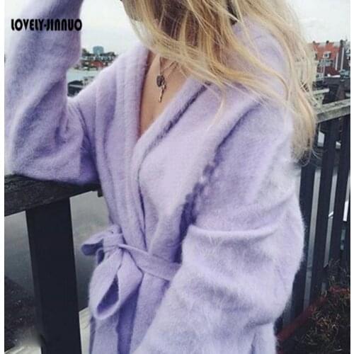 T show genuine mink cashmere sweater women cashmere cardigan knitted pure mink jacket long coat Customized free shipping JN246