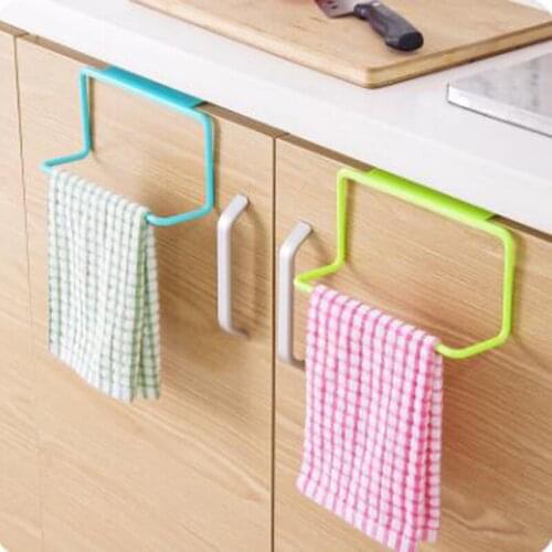 1Pcs Towel Rack Kitchen Multi-purpose Hanging Holder Organizer Bathroom Cabinet Cupboard Hanger Door Back 10