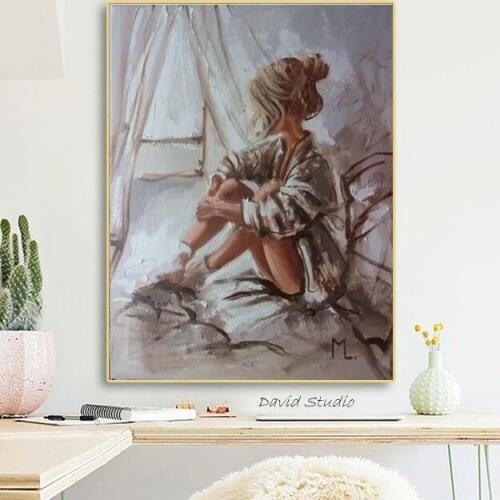 100%Hand Made Modern impressist Artwork Prity Girl Worth Keeping Thinkness Oil Painting On Canvas for Children Room