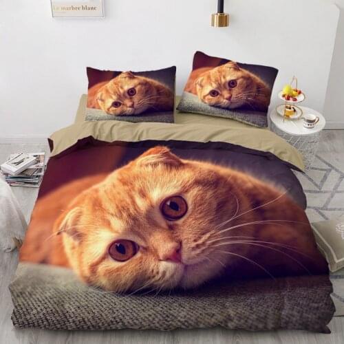 3D Bedding Sets Green Duvet Quilt Cover Set Comforter Bed Linen Pillowcase King Queen 230x230cm Size Dogs Pet Dog Cat