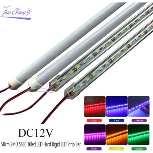 5pcs/lot 50cm Factory Wholesale DC12V SMD 5730 5630 LED Hard Rigid Strip Bar Light Aluminium shell +pc cover LED Bar Light 5730