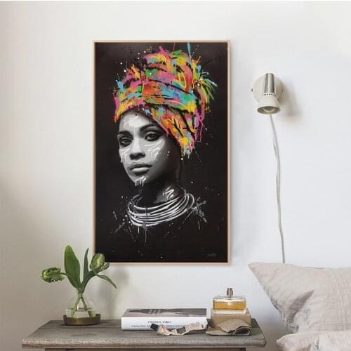 Abstract Portrait Oil Painting on Canvas African Woman Posters and Prints Cuadros Wall Art Pictures for Living Room Home Decor