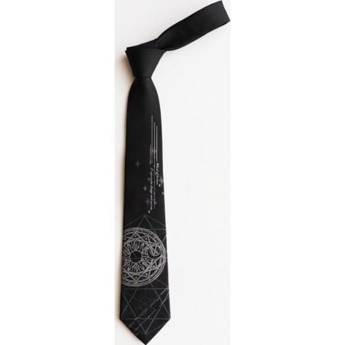 Free shipping New Mens fashion Original Wheel of Destiny Tarot Black Tie Dark Pattern Personality Divination necktie