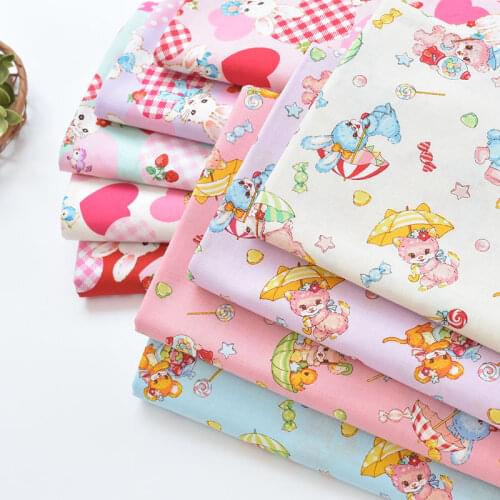 COSMO Japan vintage cotton carton rabbit bear pattern fabric Retro style fabric for DIY Bag 1 order=50cm*110cm