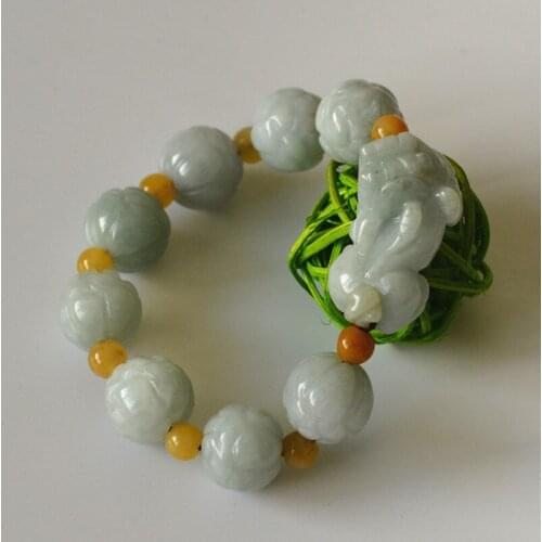 Natural Myanmar Jade Bracelet Carved Lotus Bead Bracelet Single Lap Hand String Bangles Gift For Woman 's fine Jadeite Jewelry