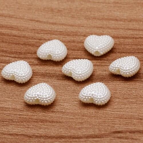 50Pcs 12mm Beige Imitation Pearl Beads Love Heart Acrylic Loose Beads For Jewelry Making Diy Necklace Bracelet Accessories