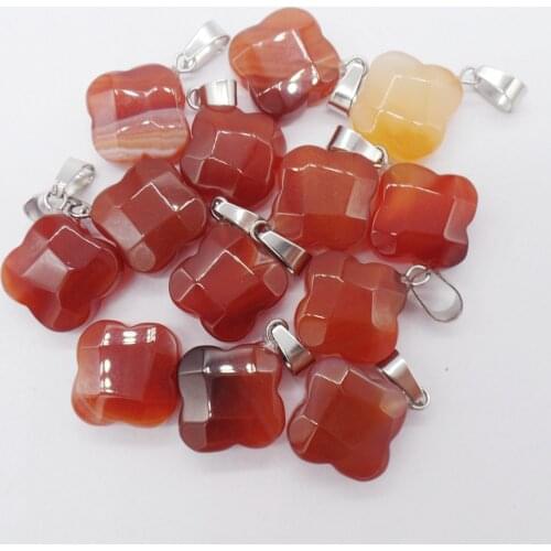 10Pcs 18x7mm Brown Red Agate Facet Clovers Pendant Beads For DIY Jewelry Making Necklace Accessories Lucky Gift