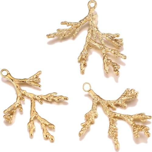 5pcs/lot Stainless Steel Gold Tree Branch Connector Necklace Pendant DIY Handmade Earring Charms Dangle Wholesale Jewelry Making