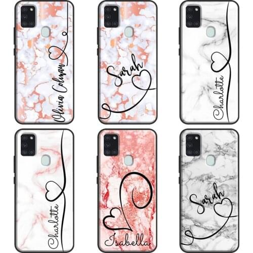 Personalised Initials Name Heart Marble Case For Samsung A51 A71 A11 A31 A10 A20 S A30 A40 A50 A70 A21S A20e A12 A32 A52 A72