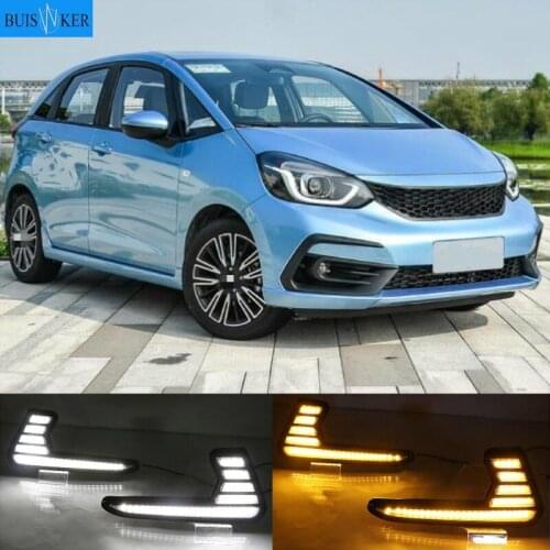 For Honda Jazz fit 2020 2021 LED DRL fog lamp with turn signal function car styling LED Daytime Running Lights