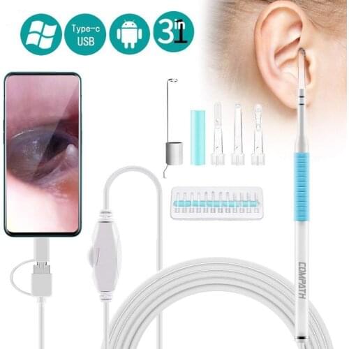 Ear Endoscope 3 in 1 Ear Cleaning Digital USB Otoscope Endoscope with 1.3MP Waterproof Camera for Android Windows Samsung Tablet