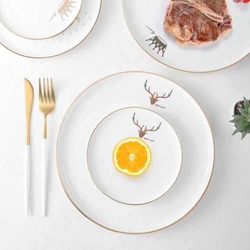 European Ceramic Plate Creativity Hand Painted Animal Decorative Fruit Salad Dish Breakfast Bread Pan Restaurant Serving Tray