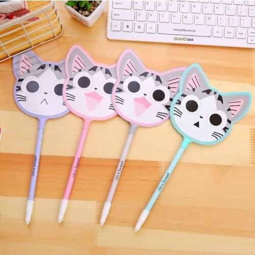 24pcs/lot Cute Cartoon Cat Fan design gel pen signing pen Writing Office School Supplies Stationery For Kids