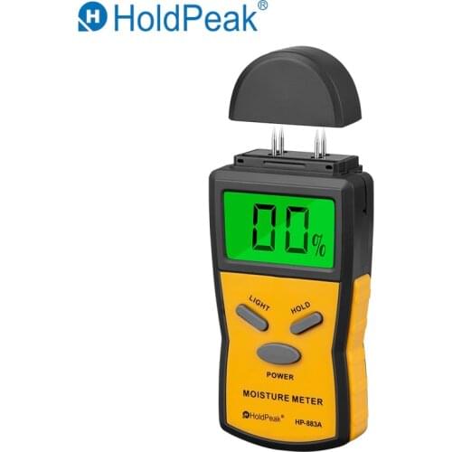 HoldPeak HP-883A 4 Pins Digital Wood Moisture Meter probe Wood Humidity Tester Hygrometer Timber Damp Detector Large LCD Display
