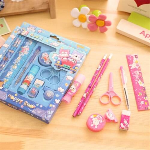 Stationery kit, pencil box gift, gift kindergarten learning goods 9 nine pieces of wholesale price Teaching equipment for office