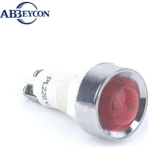 Red Yellow Button Metal Ring 12mm Indicator Light 6v 12v 24v 28v 220V 2 Screw Terminal Pilot Light Plastic Signal Lamp
