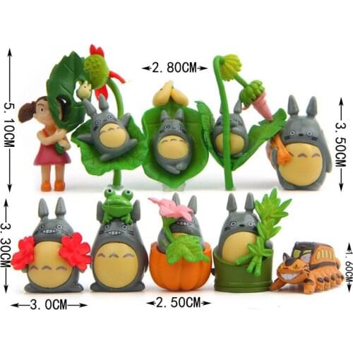10Pcs/Set My Neighbor Totoro Mei Bus Action Figures PVC Toy Model Micro Landscape Garden Decoration