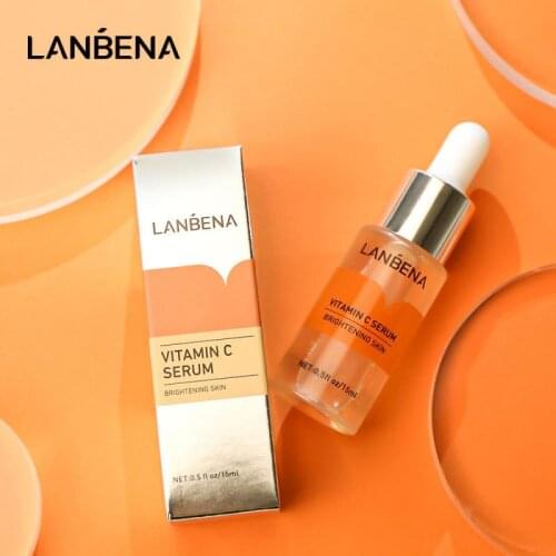 LANBENA Vitamin C Whitening Face Serum Lighten Spot Brightening Facial Skin Essence Fade Dark Spots Remove Freckle Speckle TSLM1