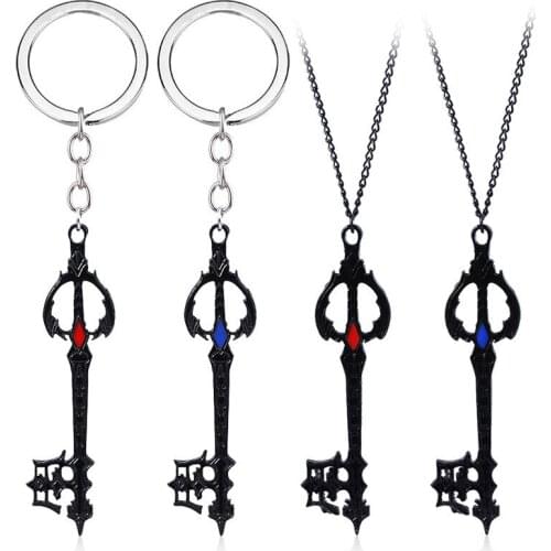 Hot Game Kingdom Hearts Sora Keyblade Alloy Key Chains Keychain Keyfob Keyring Key Chain Pendant Necklace Jewelry Accessories