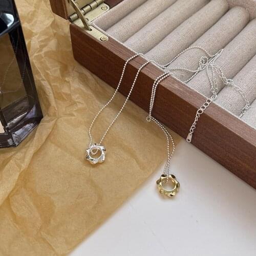 Lispector 925 Sterling Silver Chic Twisted Geometric Pendant Necklaces for Women Beads Chain Necklace Unisex Jewelry Gifts