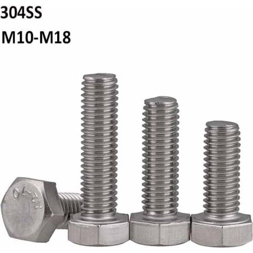 M10 M12 M14 M16 M18 304 Stainless Steel External Hexagon Head Bolts A2 Metric Outer Hex Screws DIN933 Length 10mm-250mm