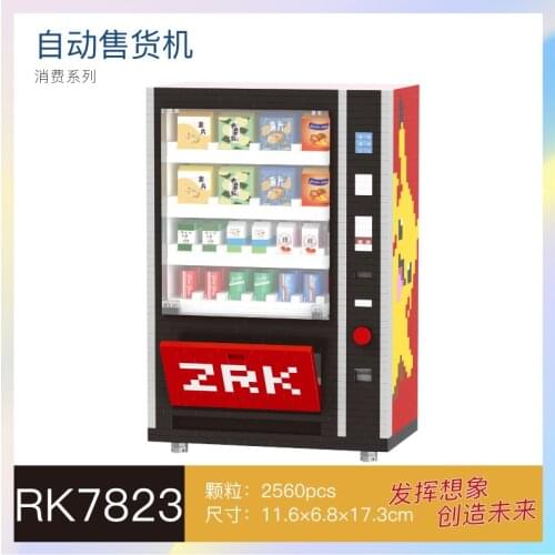Mini Creative Popular Fighter Game Vending Machine Drink Food Case Crane machine Micro Model Building Blocks Toys For Kids Gifts