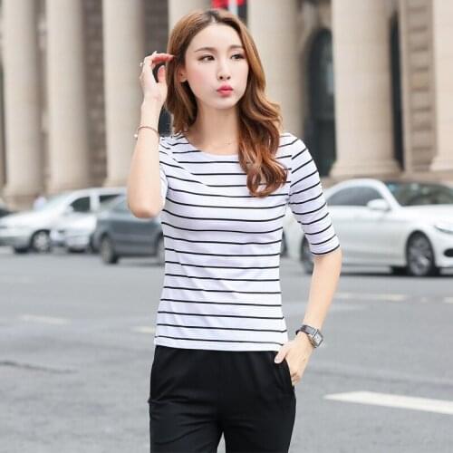 Fashion Logo Printing Blue T Shirts Womens Short Sleeve Fashion 100% cotton Female T-Shirts