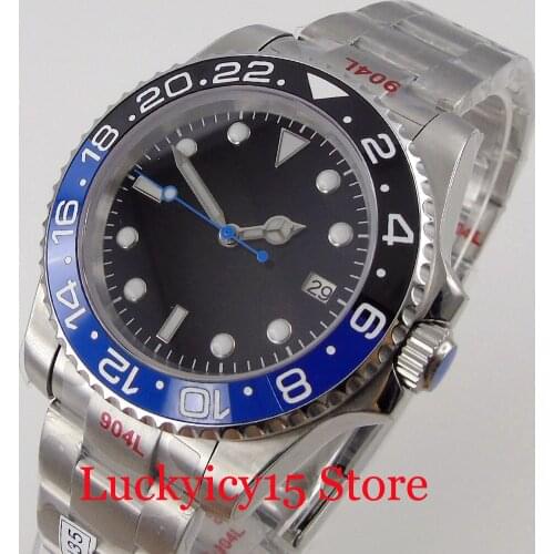 BLIGER Blue Second Hand Nologo Selfwinding Men Watch NH35A Movement No Magnifier Brushed Oyster Bracelet