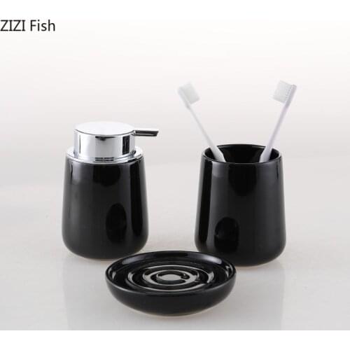 Shower Gel Points Bottling Solid Color Ceramic Wash Kit Soap Dispenser and Mouthwash Cup Set Home Bathroom Accessories Set
