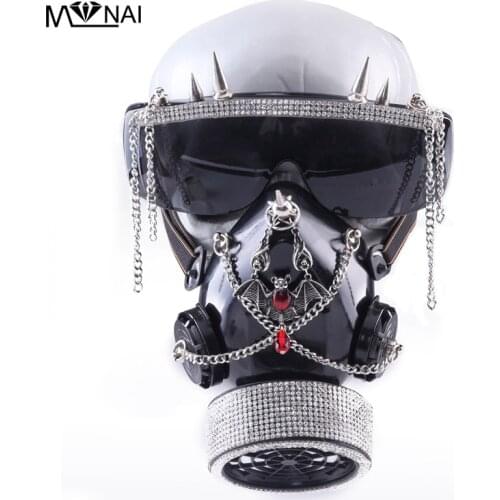 Cosplay Goggles Set With Crystal Rivets 1 Canister Rock Steampunk Masks Stage Party Halloween Masquerade Accessories