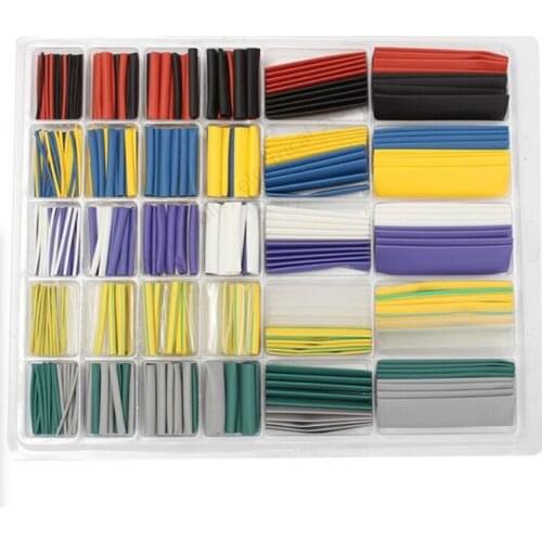 500PCS Polyolefin 2:1 Heat Shrink Tube Electrical Wrap Wire Cable Sleeving Kit Shrinkable Tubing Assortment Set