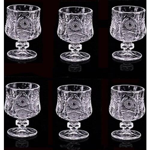 Floor standing Coffee As Cup Set Mini Goblet Cup Crystal Looking Glass Cup Coffee And Sweet Presentation Water Liquor Cup 6 pcs