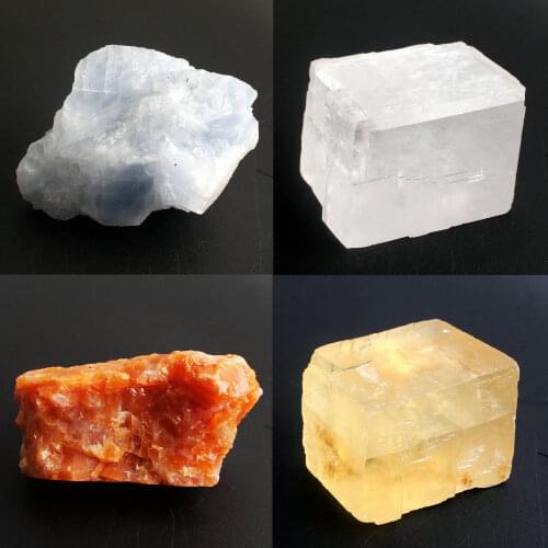 1PC Natural Crystal White or Orange or Blue Calcite Rockstone Reiki Healing Specimen Roughstone Raw Minerals Collection Gift
