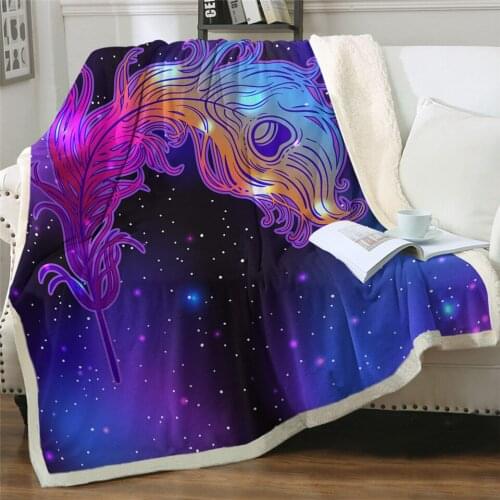 2020 New Galaxy Throw Blanket Fire Bird Feather Blankets For Beds Beautiful Art Sherpa Blanket Fashion Blankets