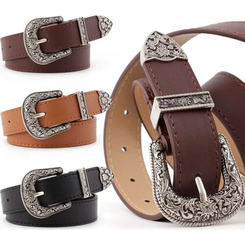 2020 new womens needle buckle belt three piece set of vintage popular high quality wide belt waist belts women