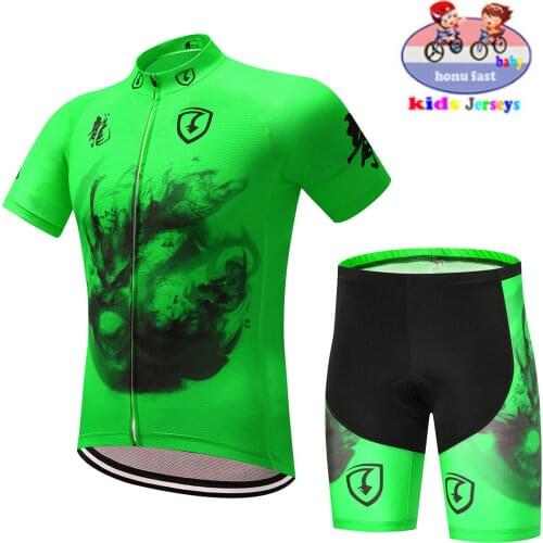 2021 New Fluorescence Summer Cycling Jersey Set Children Kids Cycling Clothing Bike Jersey Quick Dry boy Bicycle Jersey Suit