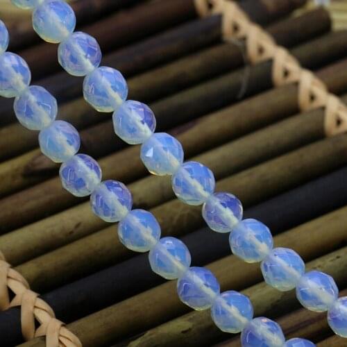 New!8mm White faceted opal loose beads 15inches DIY stone beads best selling suitable for ladies jewelry design wholesale