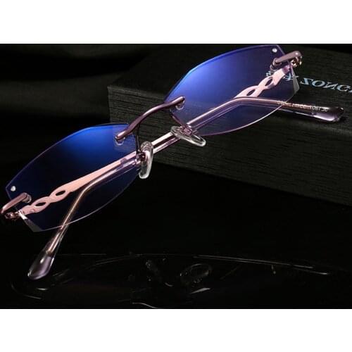 Titanium Frame Ultra Light Rimless Frame Diamond Cut Women luxury Reading Glasses +0.75 +1 +1.25 +1.5 +1.75 +2 +2.25 +2.5 to +4